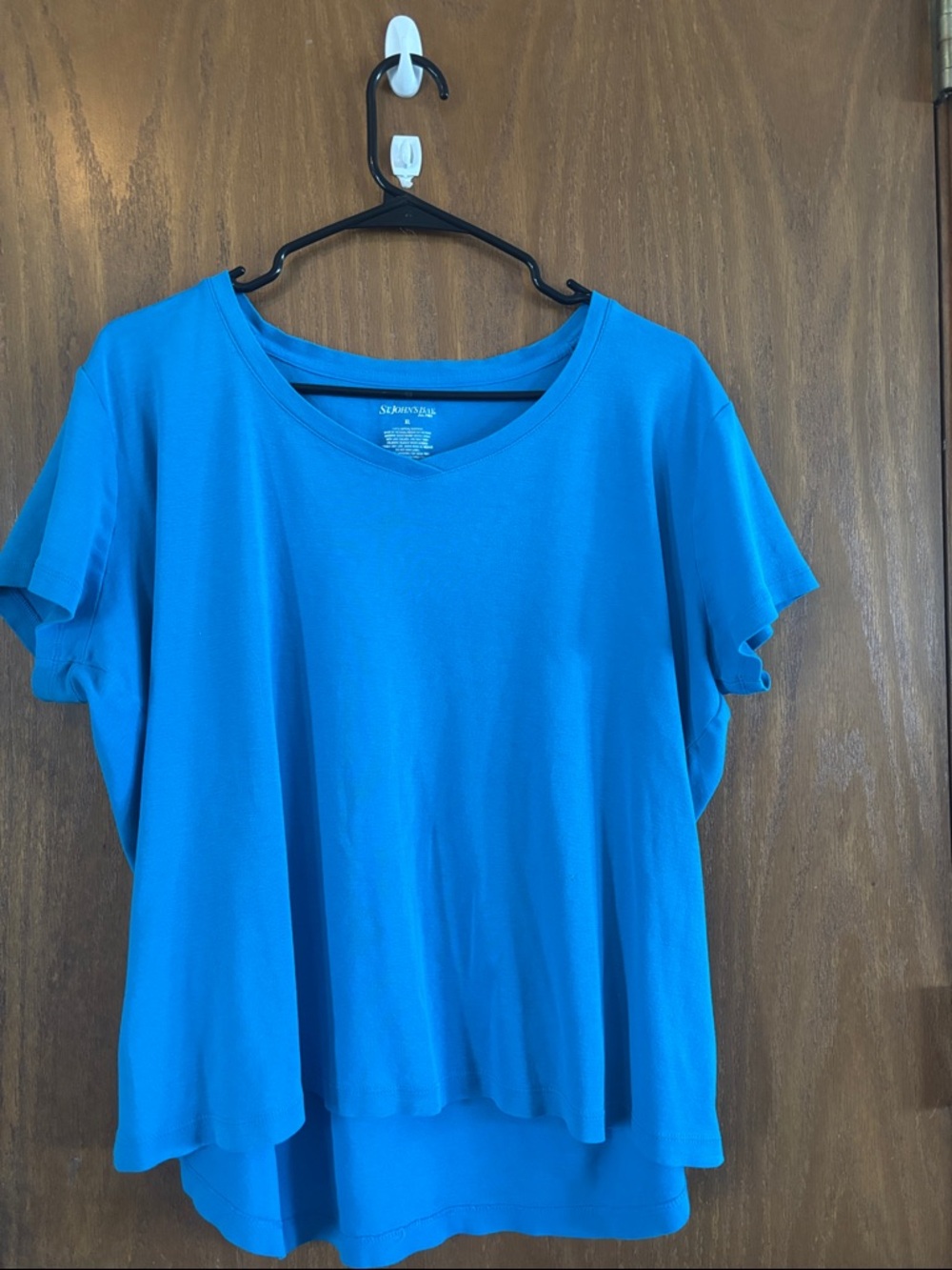 St. John's Bay Bright Blue Short Sleeve V-Neck Top